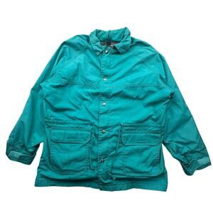 Vintage Woolrich Woman Flannel Lined Plaid Parka Womens Large Green Teal Pockets